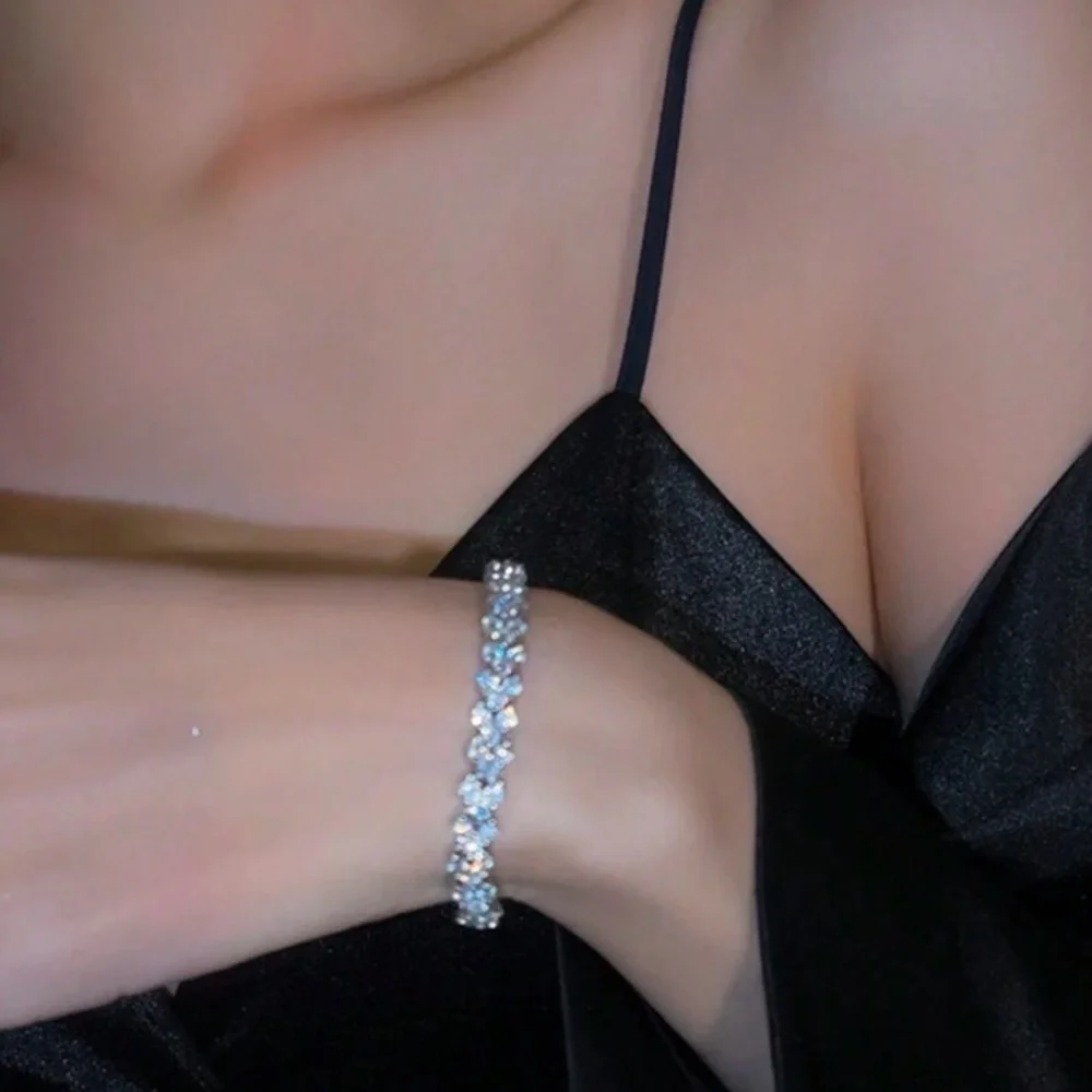 Luxurious High-End faux Diamond Decoration Shiny Bracelet tennis bracelet